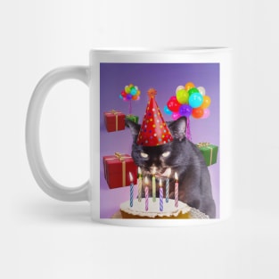 Cat Kitty Black Eating Birthday Party Cake, Funny Cute Mug